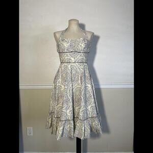 Anthropologie Girls From Savoy 100% Cotton Paisley Floral Halter Dress Sz 0